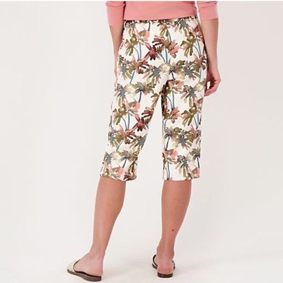 NWT Denim & Co Naturals Plus Set Blue Palm Linen Blend Skimmer Pants - Size 5X - Picture 8 of 9